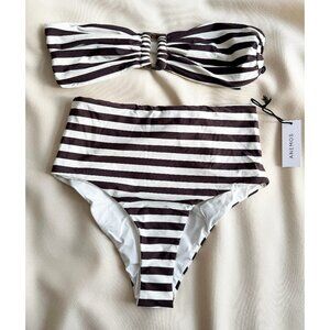 NWT Anemos Bikini in Espresso Stripe, size Medium